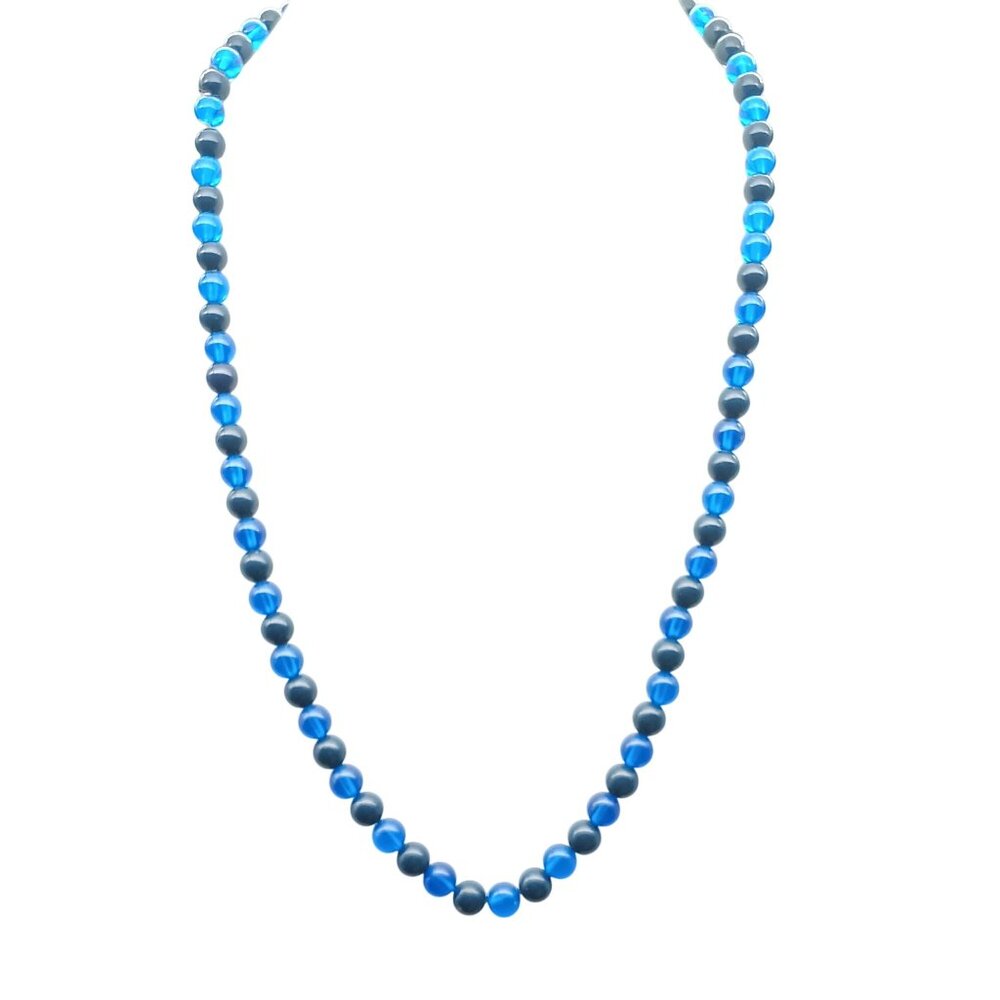 Blue and Black Lucite Bead Vintage Necklace Strand
